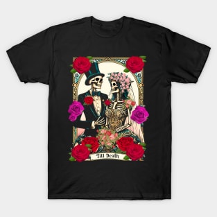 Tarot card till death romantic skeleton goth couple T-Shirt